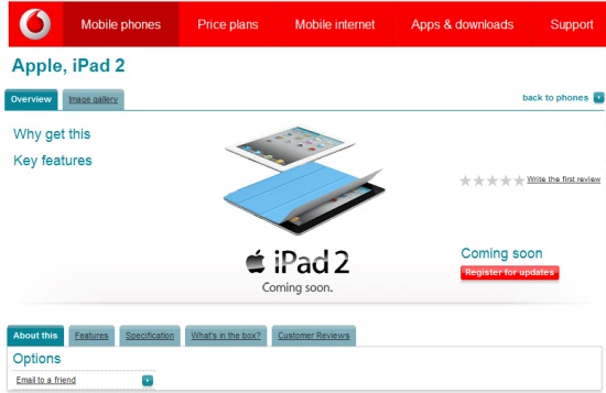 Vodafone announce it will be stocking the iPad 2