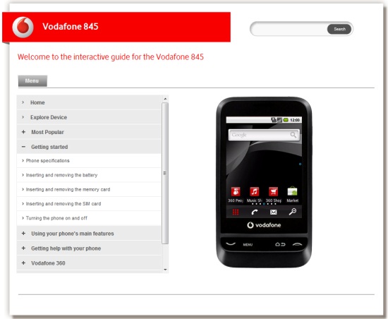 Vodafone 845 – An Interactive Guide to your Vodafone Android Phone