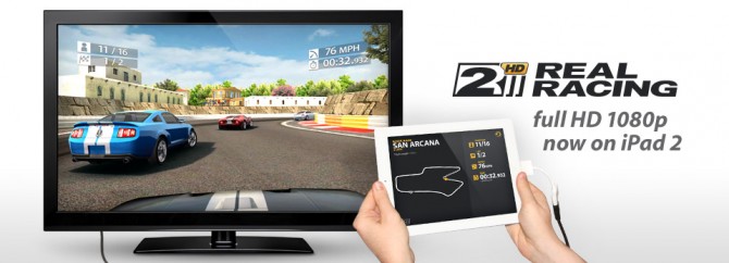 Real Racing 2 for iPad mirrors to your HDTV in 1080p Full HD