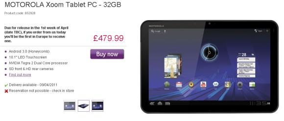 Motorola Xoom price dropped ahead of release