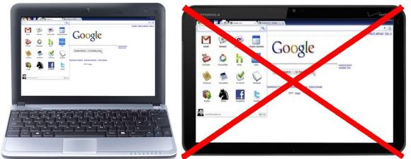 Google Chrome OS says no thanks to Tablets