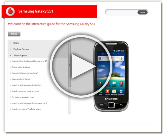 Samsung Galaxy 551 Manual – An Interactive Guide to your Vodafone Android Phone