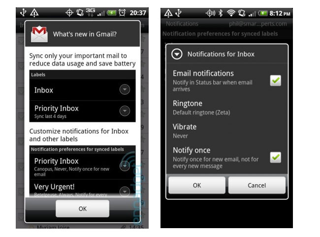 Gmail Android update brings Priority Mail Sync and label specific ringtones