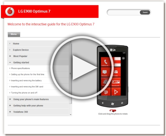 LG E9000 Optimus 7  – An Interactive Guide to your Vodafone Windows Phone 7 Phone
