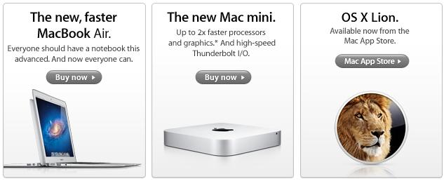 Apple releases Lion, New Macbook Air, Mac Mini and Thunderbolt Displays