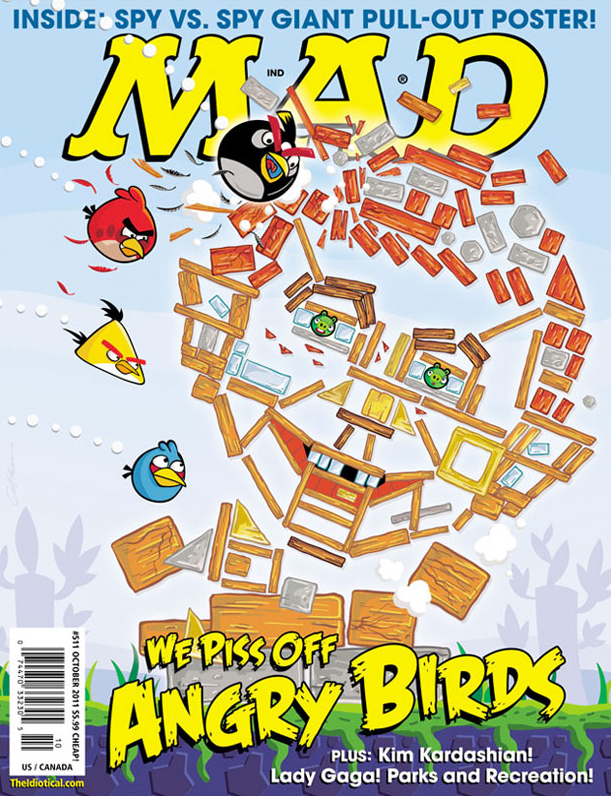 Angry Birds destroy the cover of MAD magazine!