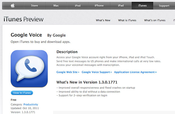 Google Voice app removed from iPhone App Store