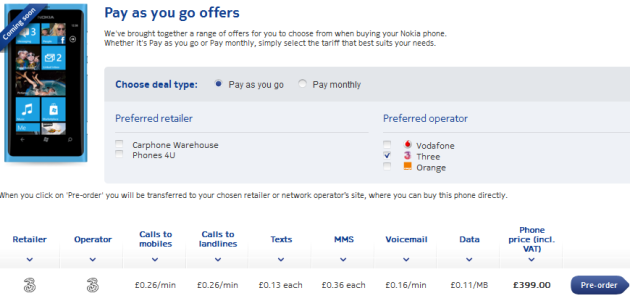 Nokia Lumia 800 PAYG price outted after Carphone Warehouse claim contract-only