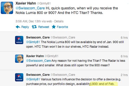 Nokia Lumia 900 Coming “End of Feb” 2012 Claims Tweet From Swiss Telecom