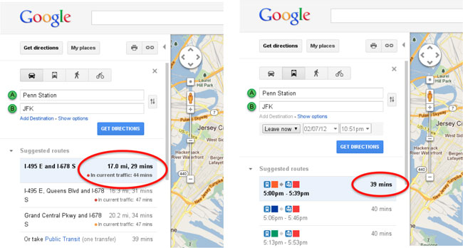 Google Maps Now Uses Real-Time Traffic Data For Travelling Time Estimates
