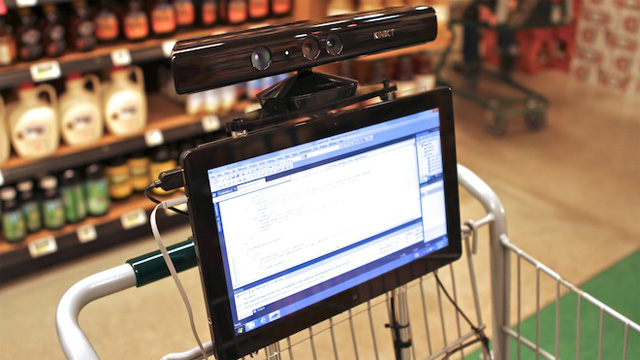 High Tech Trolley Follows You Round Store – Kinect Sees To It You Stick To Your Shopping List!
