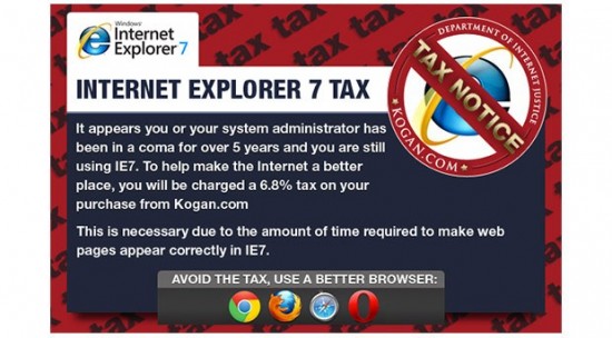 Online Retailer Adds Tax to Punish Internet Explorer 7 Users