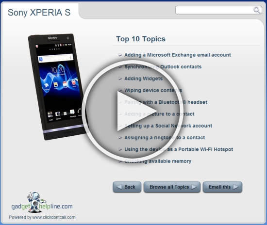 Sony XPERIA S with Android Gingerbread Interactive Guide – An Online Manual to your Android Smartphone