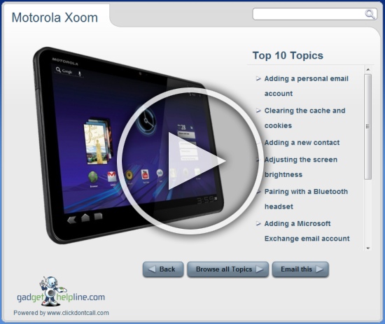 Motorola Xoom Interactive Guide – An Online Manual to Your Android HoneycombTablet