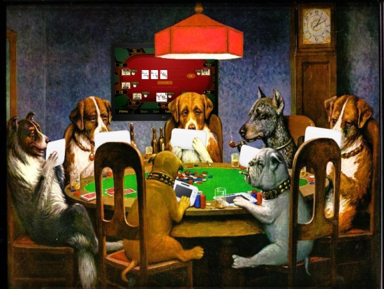 Dogs Playing Wii U Poker