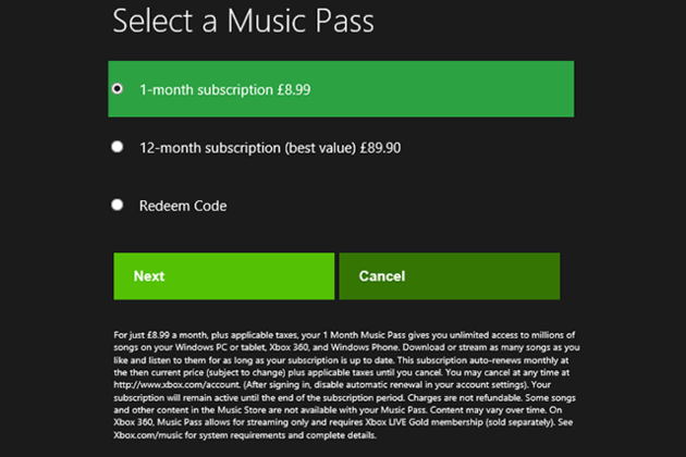 Pricing for Xbox Music service leaked through screenshots