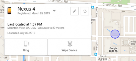Android Device Manager Screen