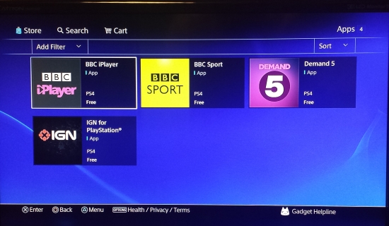 18 Apps available on Sony PS4 for European launch including 10 for the UK