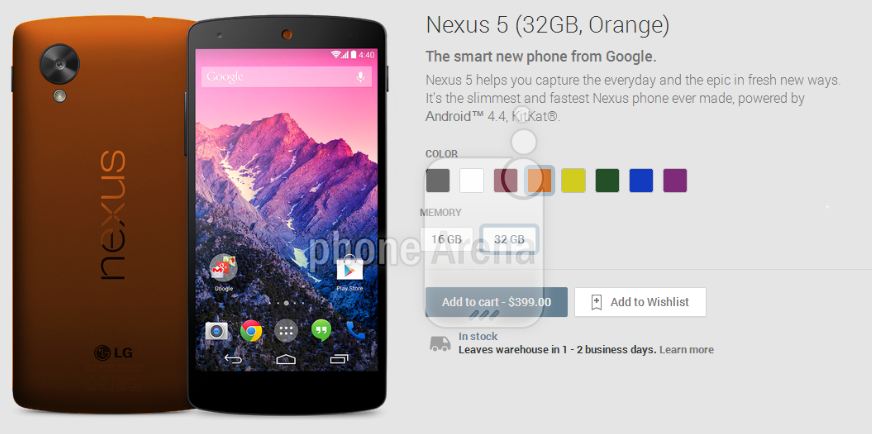 Google Nexus 5 to get 5 new colours – Red, Orange, Yellow, Green, Blue and Purple?