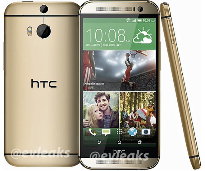 New HTC One 2014 (M8) revealed in gold through official image