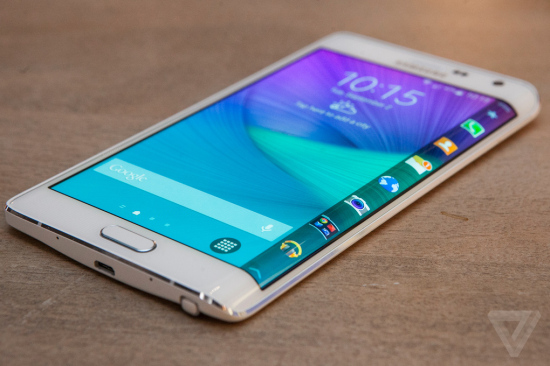 The Galaxy Note Edge, which features the curved screen edge that will allegedly appear on both sides of the Galaxy S6.