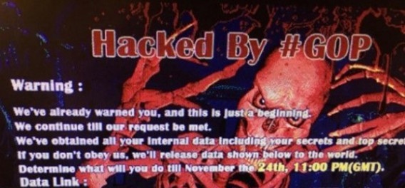 Spooky Scary Skeletons: The image which the hackers left on the Sony pictures website.